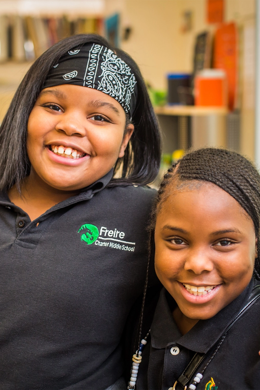 Two Freire Middle students smiling