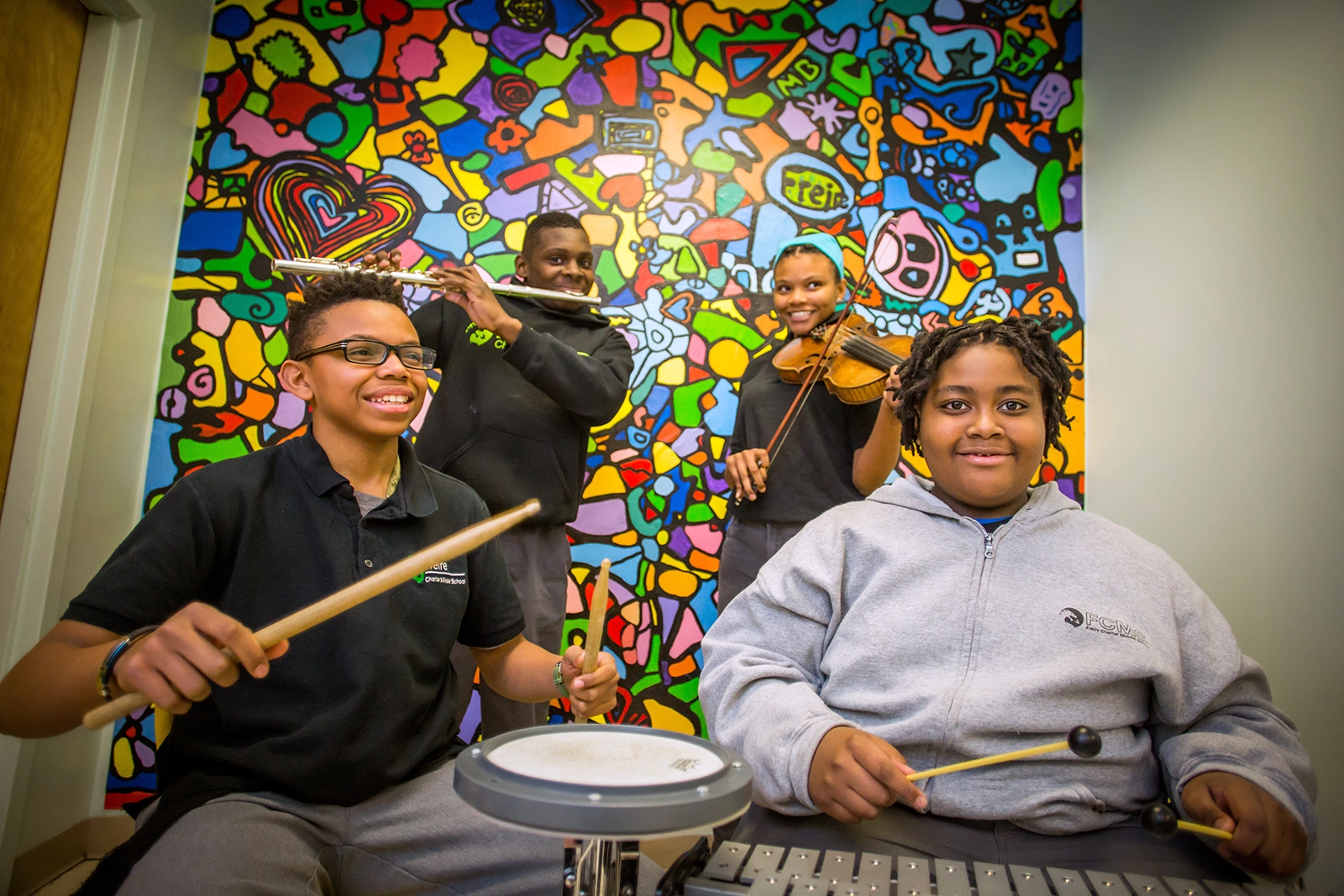 Freire Charter Middle School students performing in the band