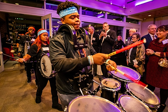 Freire Wilmington drumline performing at an event